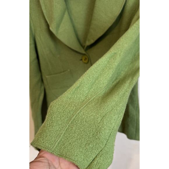 Bianca Green Boiled Wool 2-Button Blazer Jacket Soft Shell Size 8 Art To Wear - Picture 5 of 7